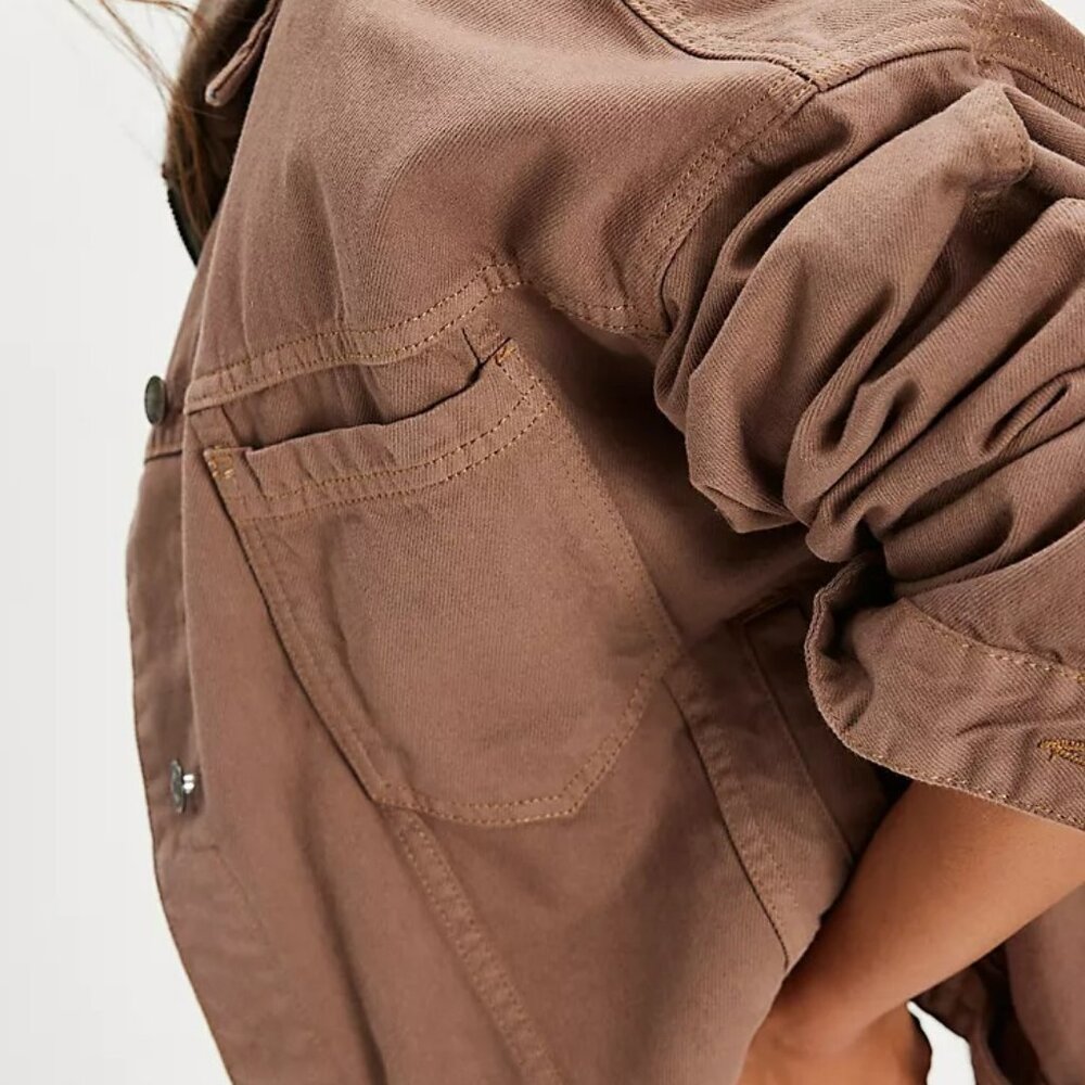 Free People Opal Swing Denim Jacket Dusted Cocoa XL NWT - Picture 4 of 10